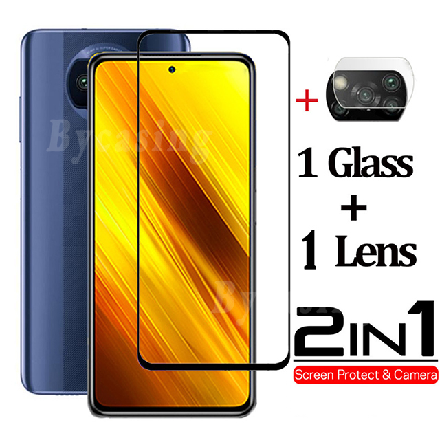 2-In-1 Tempered Glass Screen Protector For Xiami Poco X3 NFC HD Camera Lens Protective Anti Scratch Film BY