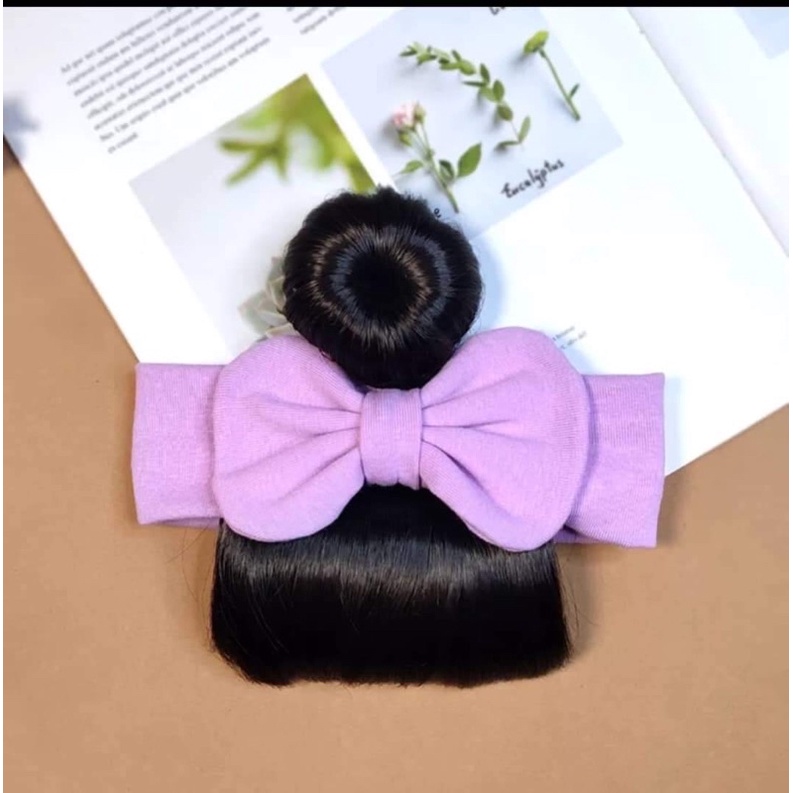 Headband Poni Wig 2in1 Plus Fun Bun Cepol / Hat Cap Aksesories Fashion Cute Baby