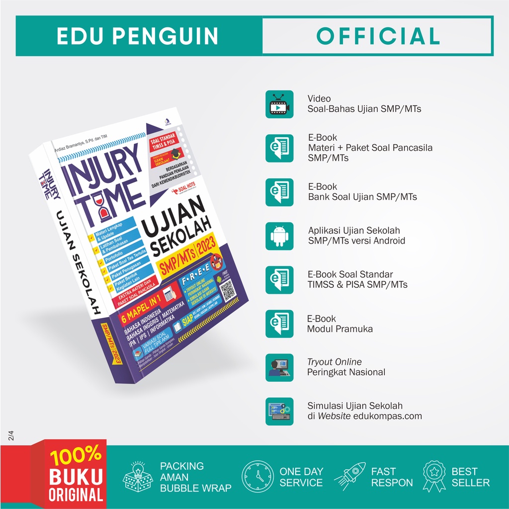 Edu Penguin - Buku US Terlaris Injury Time US Ujian Sekolah SMP/MTs 2023 Free Bubble Wrap-2