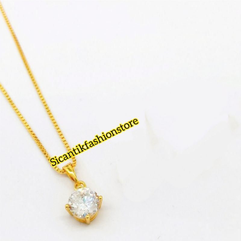 Kalung Titanium Liontin Bulat 18K Gold Terlaris Anti Karat selamanya Kalung Wanita Liontin Bulat Gold Fashion Wanita Kalung Liontin Mata Satu Perhiasan Wanita