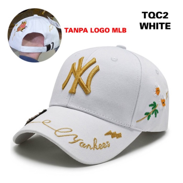 Korea MLB Import New TQC-2 Wanita Topi Bordir Yankees Cap Murah WHITE Pria Baseball NY Dijual -