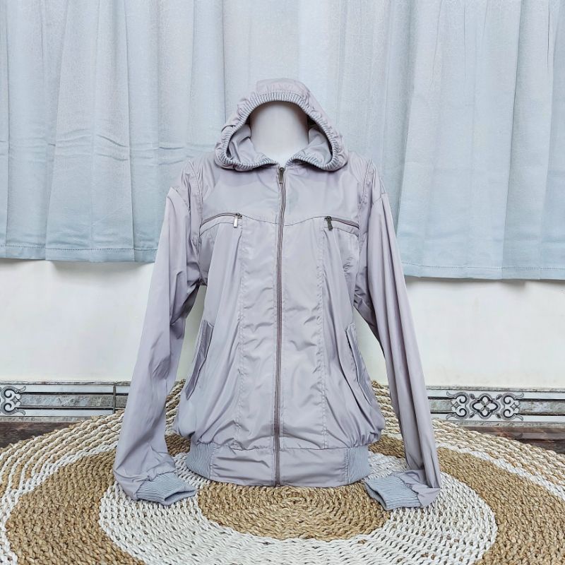 Jaket parasut WATERPROOF JUMBO(5L=XXXL)/ld 120 cm-Abu misti