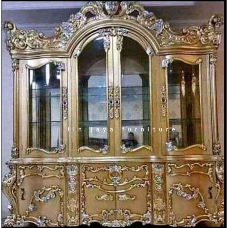 lemari pajangan luxury jati, lemari pajangan kayu jati berkualitas