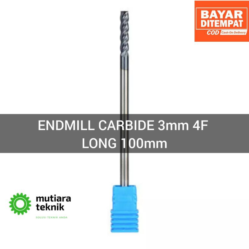 Endmill Carbide 3mm 4F Long 100mm Bor Frais End Mill Long Hrc50