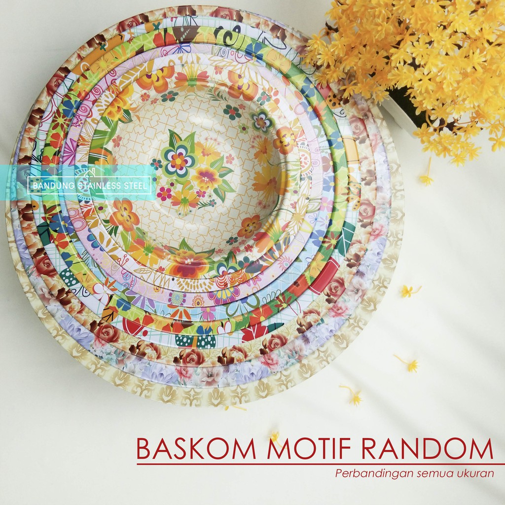 MANGKOK BASKOM WARNA RANDOM 30 32 34 CM MURAH MOTIF BUNGA CANTIK LUCU