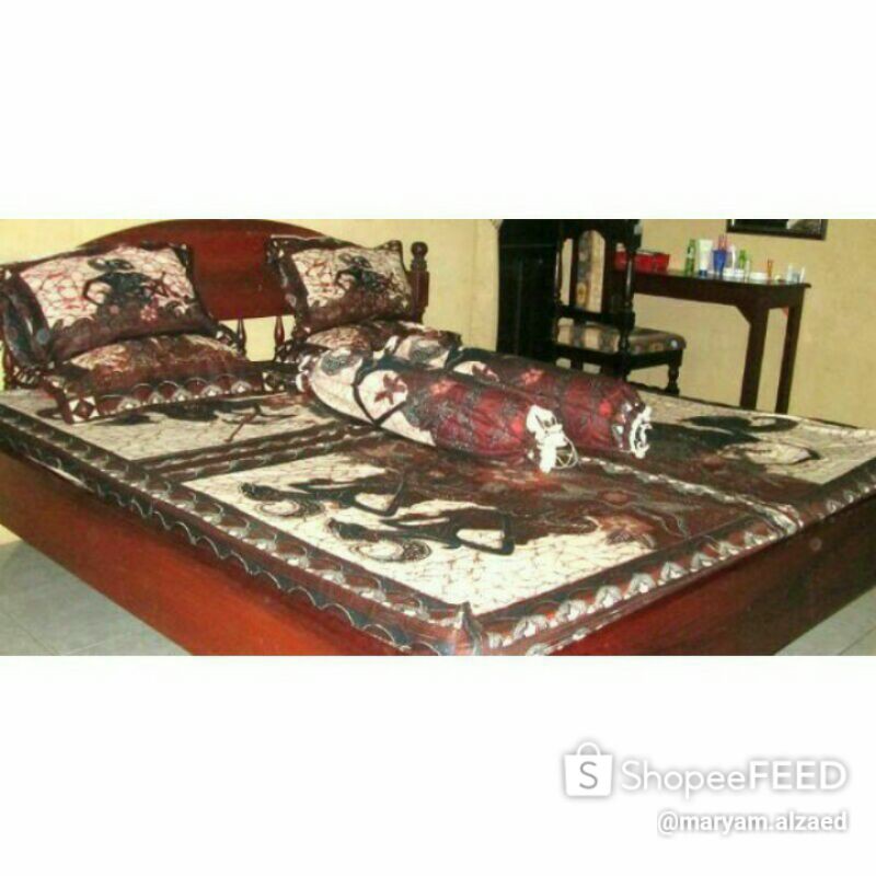Sprei Batik Sogan Motif Wayang
