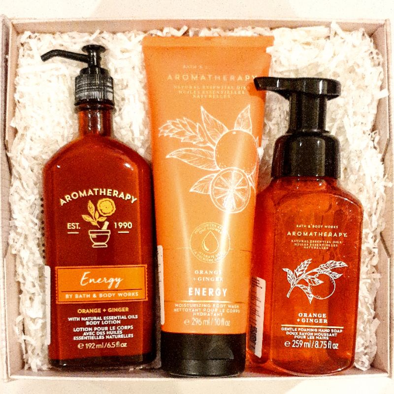 BBW AROMATHERAPHY ENERGY ORANGE + GINGER GIFT SET PAKET BATH &amp; BODY WORKS