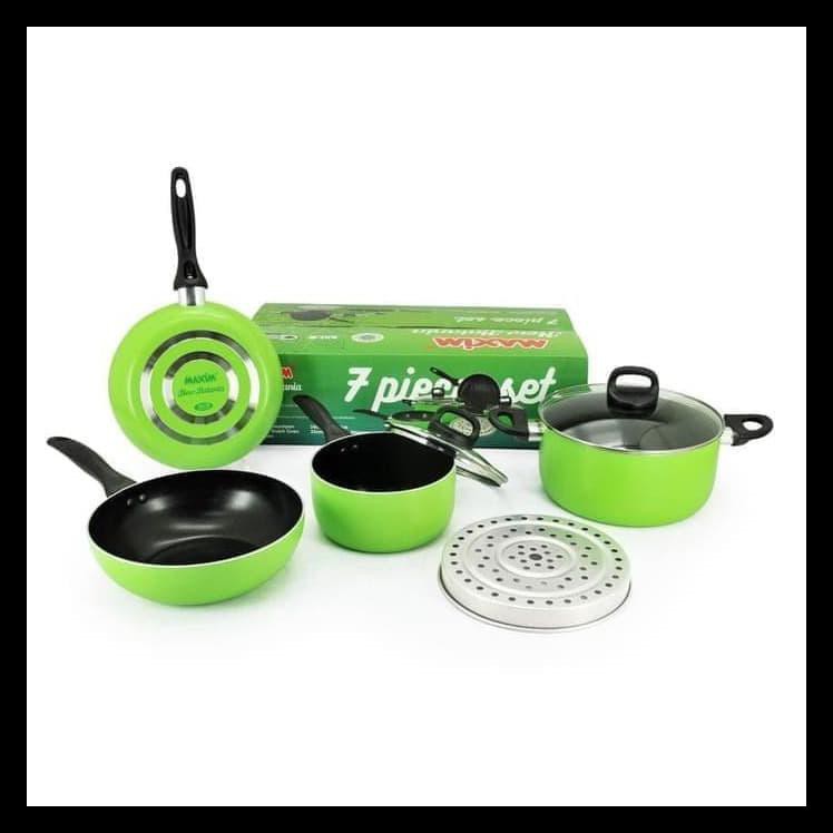 Maxim New Halania Panci Set Peralatan Masak 7 In 1 Anti Lengket