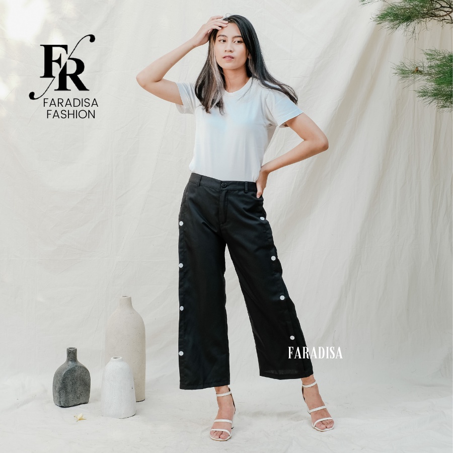 FARADISA - CELANA KULOT KANCING SAMPING HIGHWAIST KULOT DRILL CELANA KULOT WANITA PREMIUM VARIAN KAN