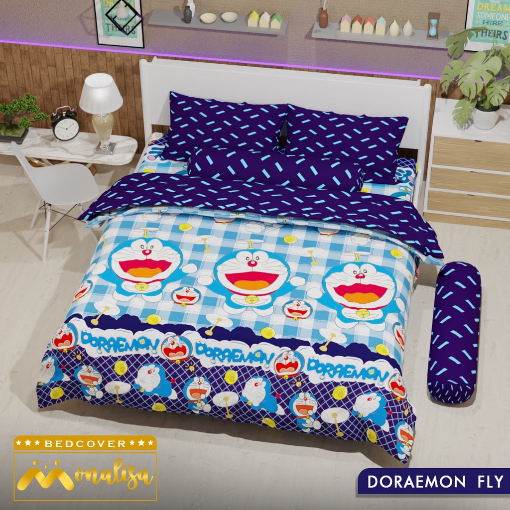 Monalisa Premium BedCover SET Sprei Uk 160/180 - Doraemon Fly