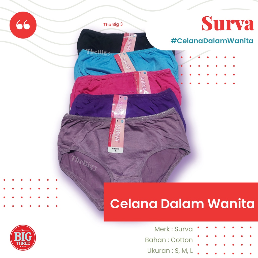 SURVA Celana Dalam Katun Wanita ukuran M L XL - CD WNT SURVA-B 351 - thebig3