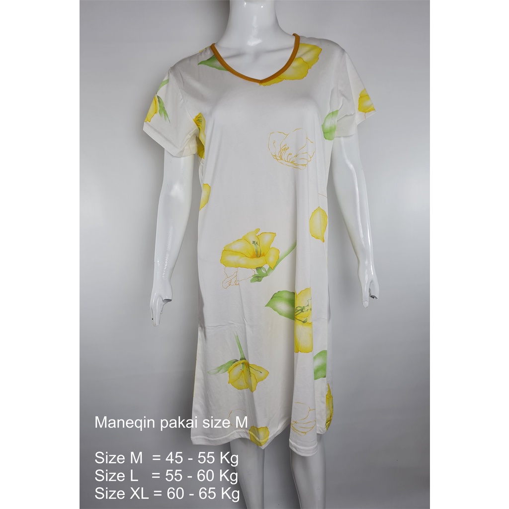 Daster Wanita Dewasa Katun - White Flower