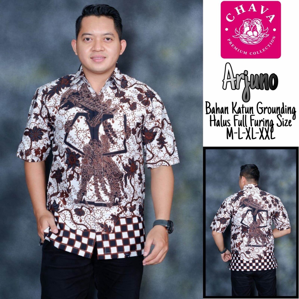 Batik pria terbaru lengan panjang / lengan pendek / hem batik cowo terbaru warna putih tulang/arjuno