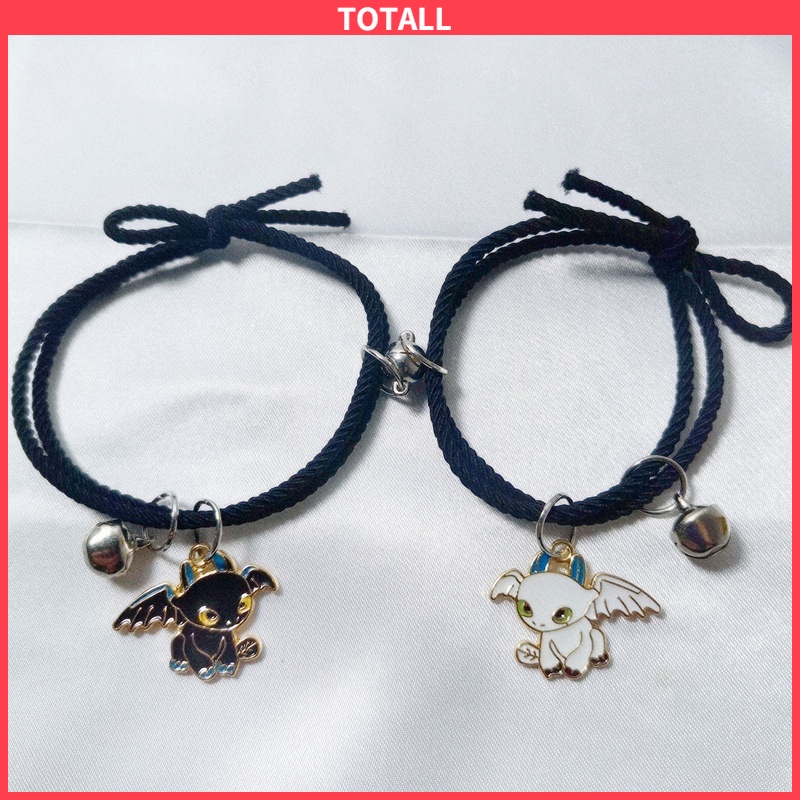 2Pcs Gelang Magnet Hitam Dan Putih Toothless Beberapa Gelang  Pasangan Aksesoris couple gelang