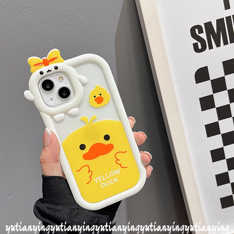 Soft Case TPU Motif Kartun Bebek Kuning 3D Untuk IPhone 7 Plus 11 13 12 14 Pro MAX XR X XS MAX 7 8 6 6S 14 Plus SE 2020