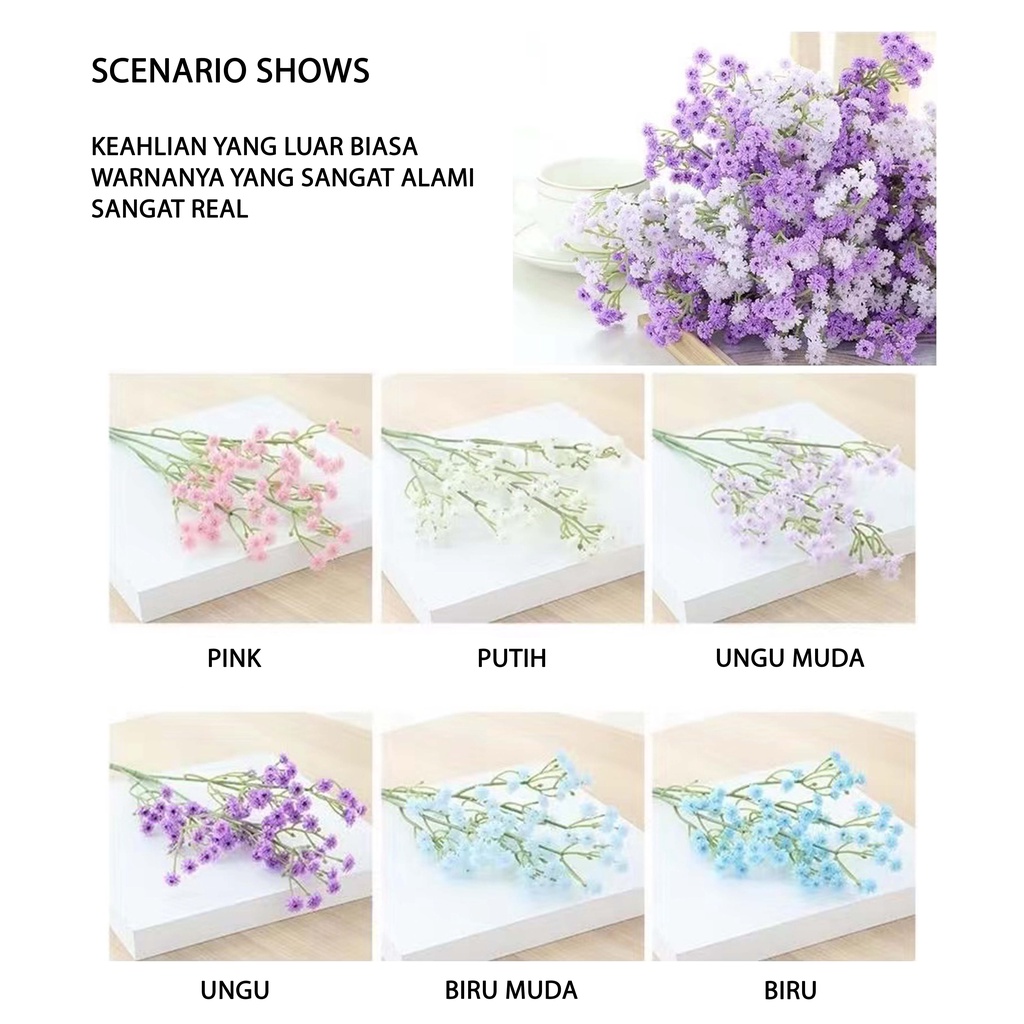 Bunga buatan gypsophila/bunga matahari/Calla lily/Bunga aster kecil/daun penyu Dekorasi meja pernikahan buatan