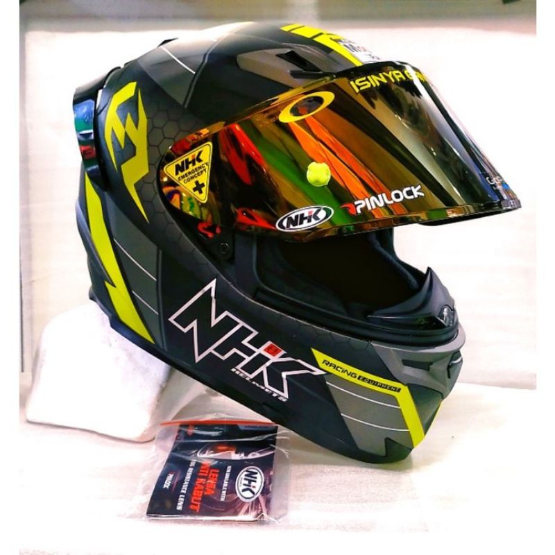 COD paket Flat visor nhk rx9 + Spoiler NHK RX9 Iridium blue iridium RX9 / gratis stiker visor