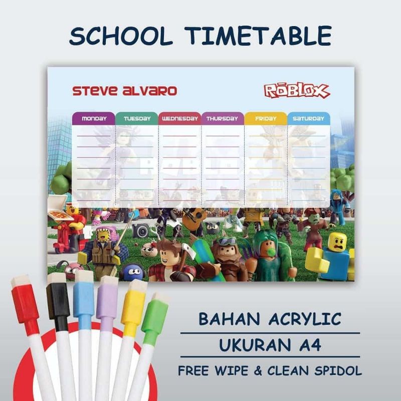 

CUSTOM SCHOOL TIMETABLE ACRYLIC (ROSTER SEKOLAH BAHAN AKRILIK)