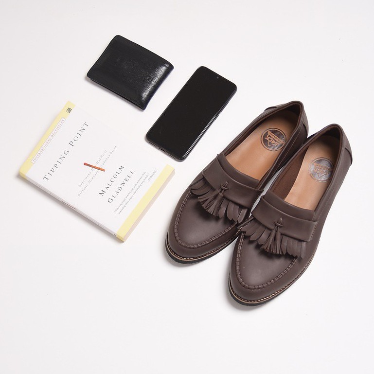 Aaron Brown | Sepatu Coklat Tanpa Tali Loafers Pria Casual Kerja Formal Kantor Laki | FORIND x JACK