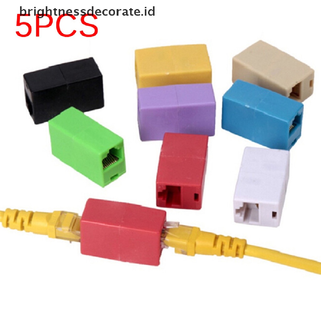 5 Pcs Adaptor Konektor Extender Coupler Jaringan LAN Ethernet RJ45 Female Ke Female