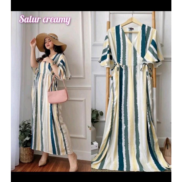 DASTER KIMONO DRESS MOTIF GARIS SALUR RAYON PREMIUM