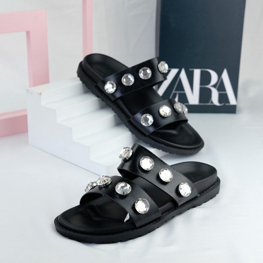 [7.7 Boombastis Sale⚡] - SENDAL WANITA AKSEN DIAMONDS FLAT SANDAL ZS422 PREMIUM IMPORT