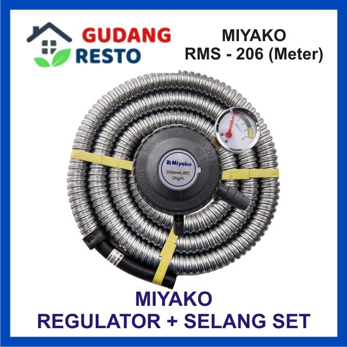 Miyako RMS 206 M Paket Regulator dan Selang Kompor Gas LPG RMS-206 /RMS206