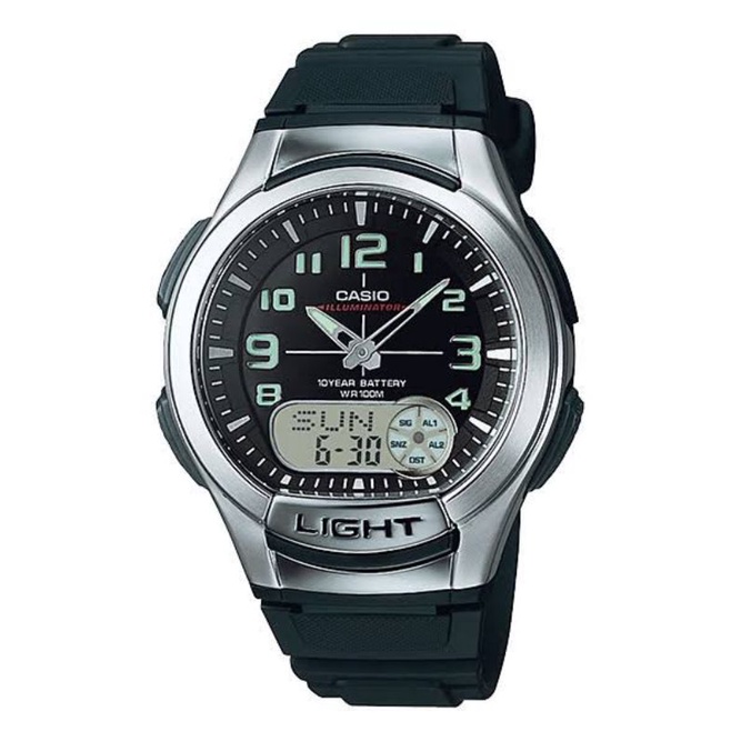 Jam Tangan Pria Casio Original Standard Dual Time Type AQ-180W-1B