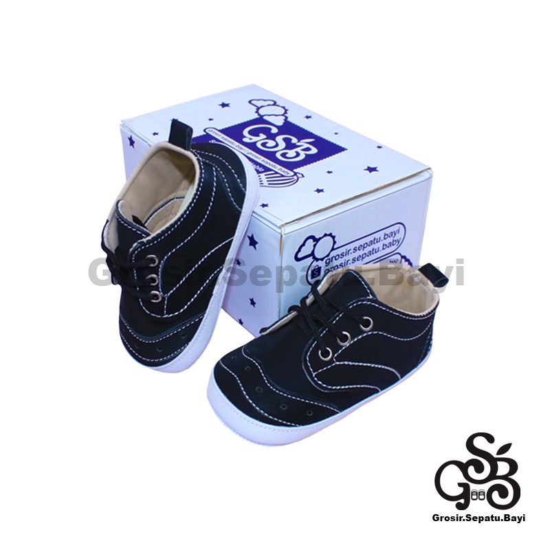 Sepatu Bayi - Baby Shoes - Prewalker  | 2-12 bulan | casual BRAGA HITAM polos ringan &amp; fleksibel