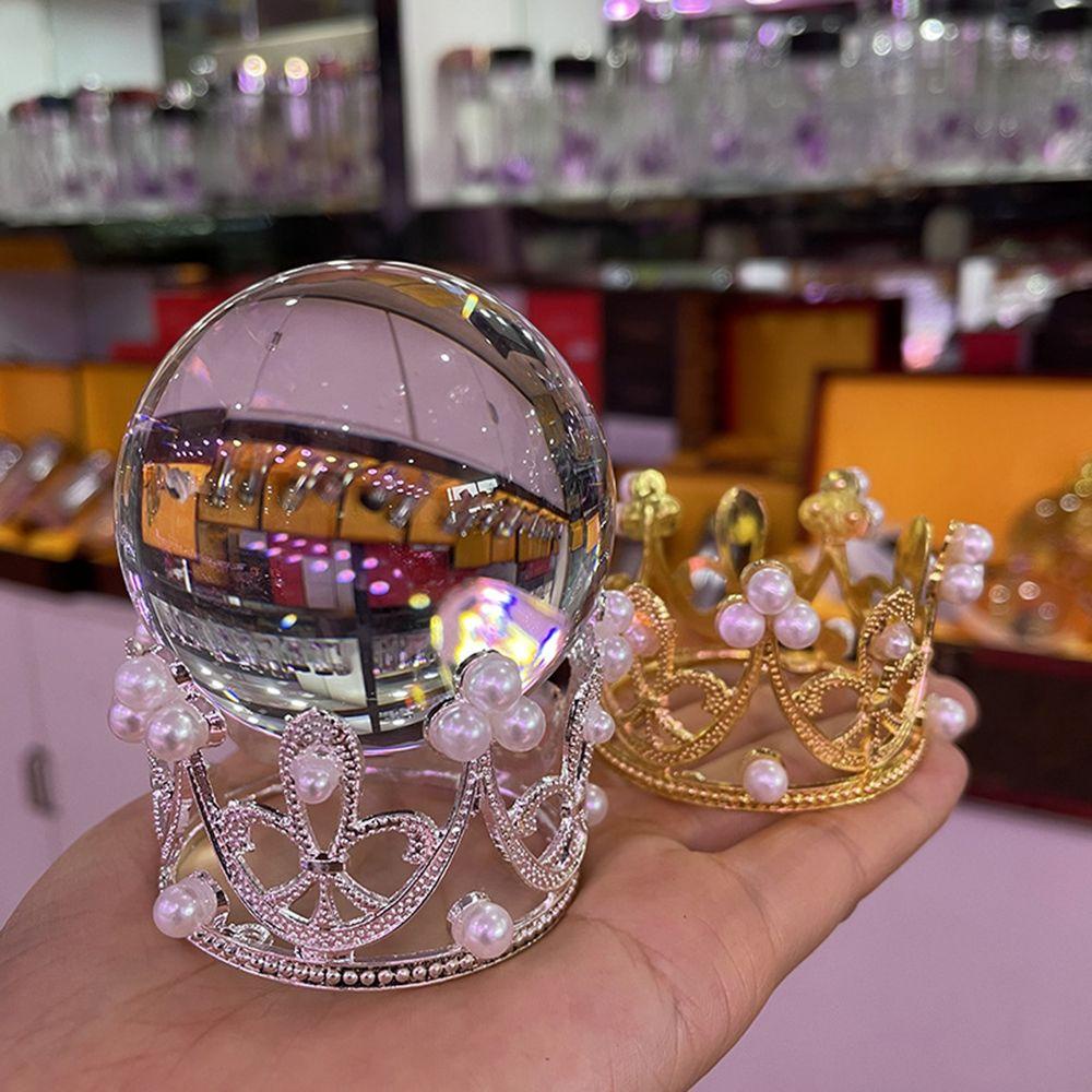 Top Crown Crystal Ball Holder Kerajinan Tangan Ornamen Desktop Properti Fotografi Alas Bola Kaca