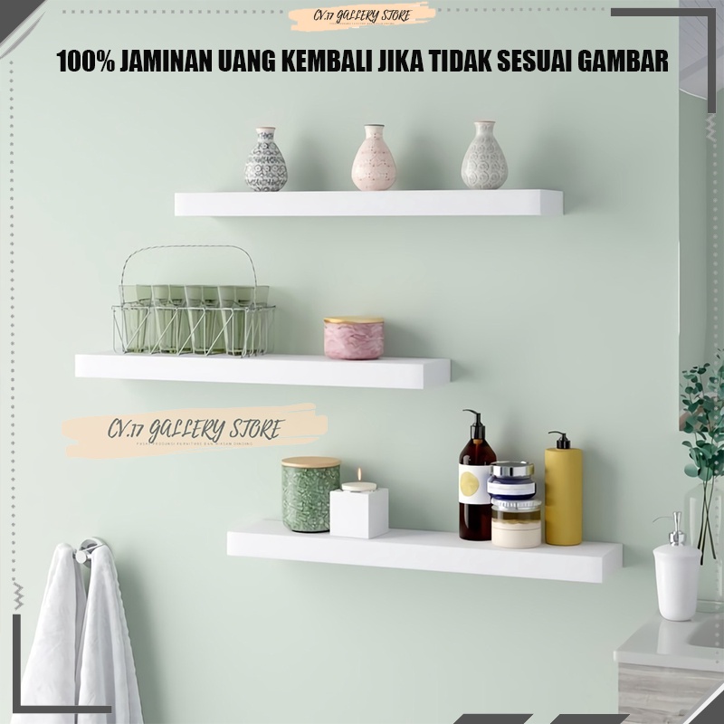 Rak Papan Tak Hiasan Ambalan Hambalan Tempat penyimpanan Buku Bunga Alquran Kosmetik make up Makeup Bumbu Dapur Dekorasi Dinding Dingding Tembok 3 PCS Tempel Ruang Tamu Kamar Tidur Cowok Cewek Kayu Susun Minimalis Serbaguna Panjang Mewah Tanpa Bor Murah