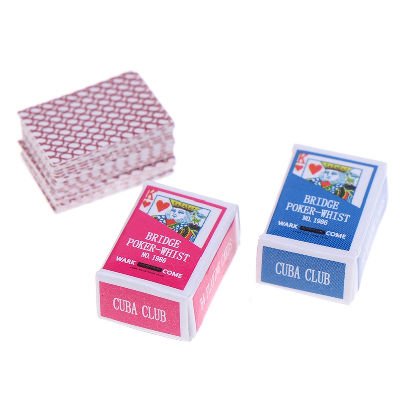 {LUCKID}1:12 Miniature Games Poker Mini Dollhouse Playing Cards For Dolls Accessory