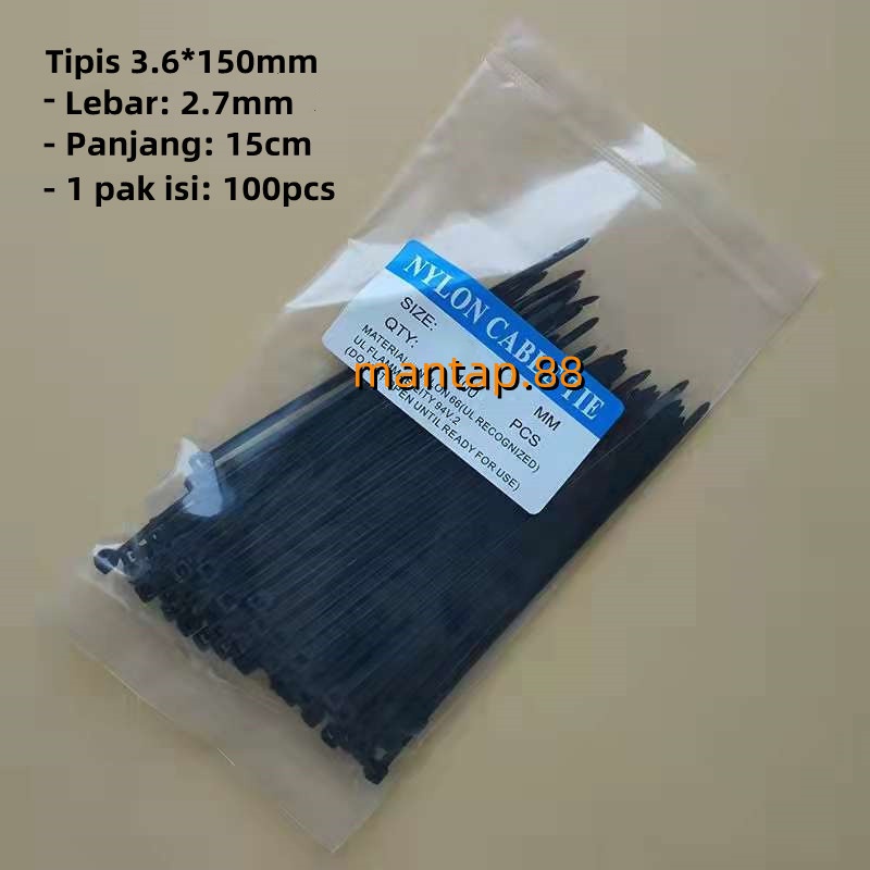 kabel ties/kabel tis/cable tis 3.6*150MM (15cm) hitam/putih isi 100pcs