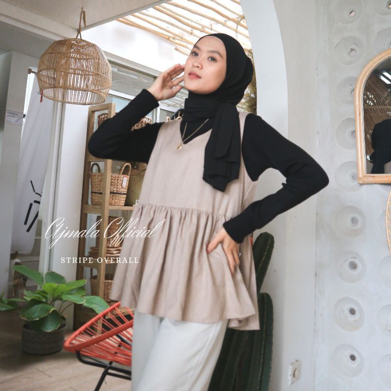 STRIPE BLOUSE OVERALL TANPA LENGAN AJMALA