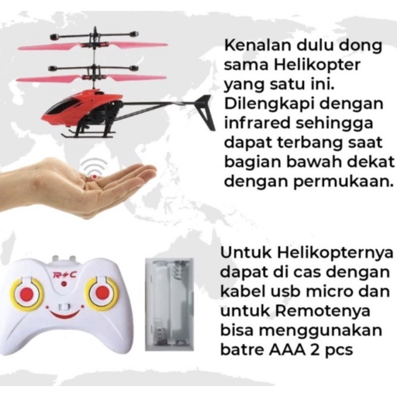 Mainan Anak Helikopter RC Sensor Tangan &amp; Remote Control - Mainan helicopter remot control