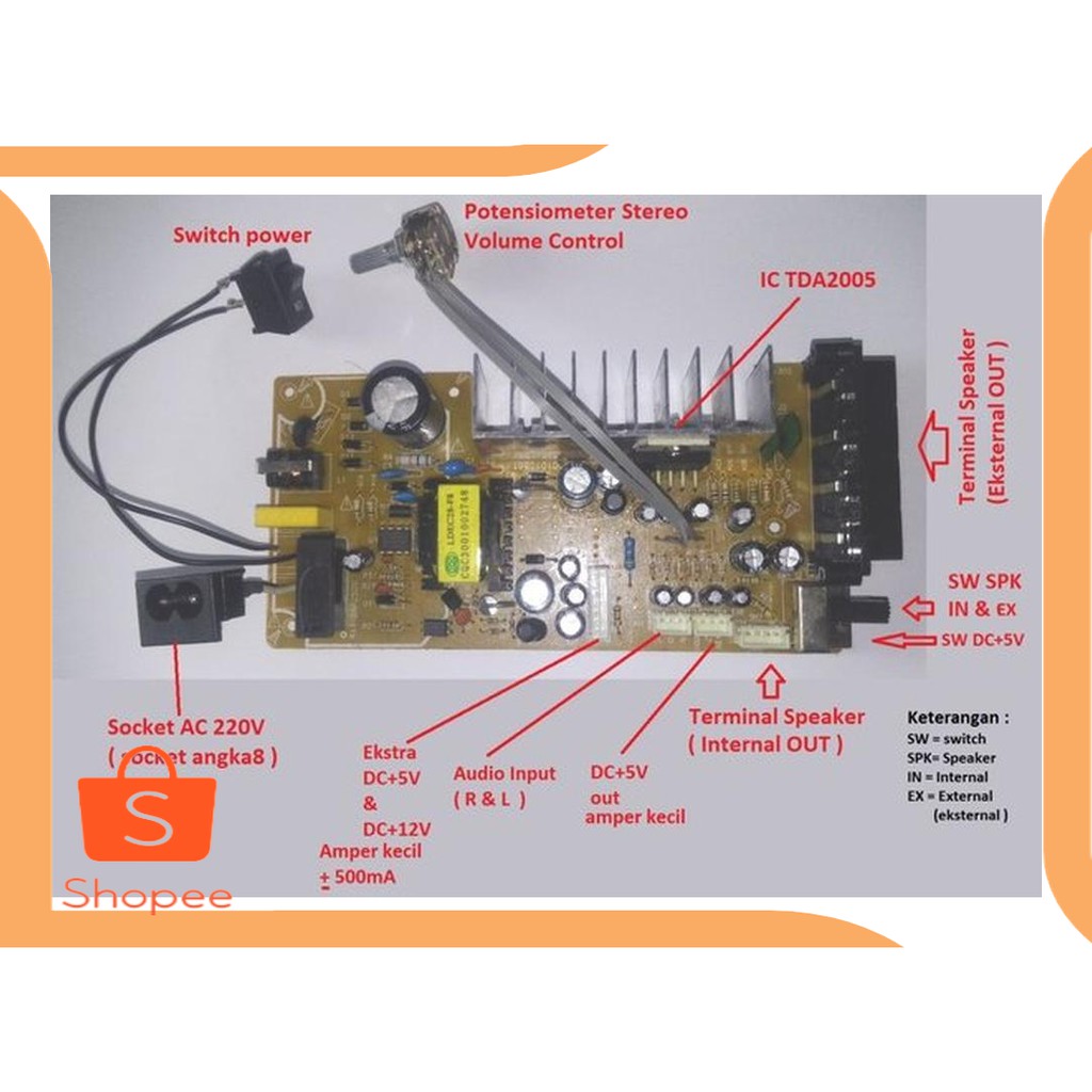Promo suku cadang Power amplifier AX80W TDA2005 Stereo +power supply switc Limited