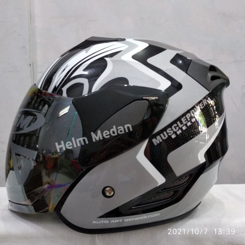 Helm GM Fighter Original Muscle Power Black Silver