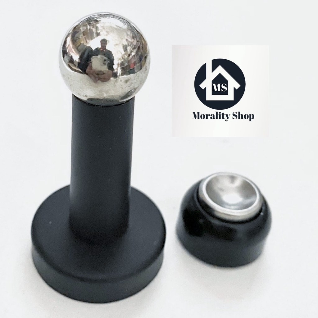 Door Stop Magnet Stainless Hitam - DoorStop Door Stopper Penahan Pintu Magnet Black Ganjalan Pintu K61A