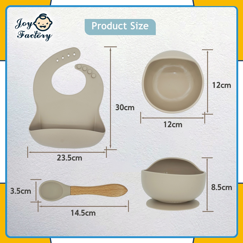 5 Pcs Silicone Baby Feeding Set Perlengkapan Makan Bayi Anak-anak Peralatan Mangkuk Piring Air Bib Sendok Garpu