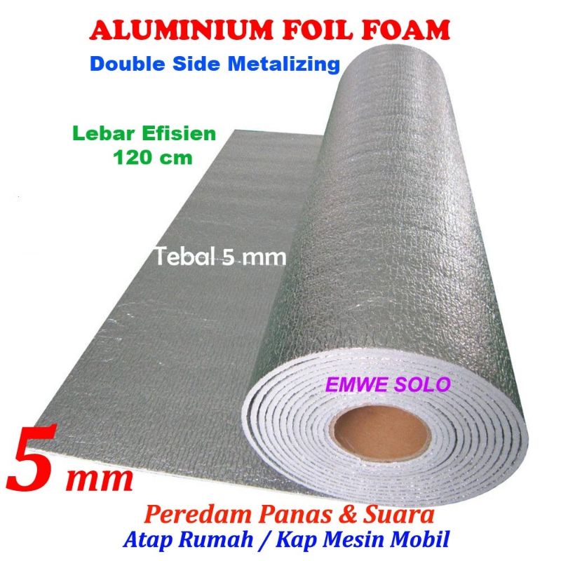 Tebal 5MM Thermal Busa Foam Aluminium Foil/ Peredam Panas dan Suara kap mesin mobil / atap Rumah Dou
