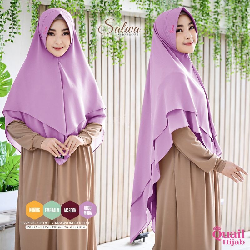 SALWA ORIGINAL QUAIL HIJAB | KHIMAR QUAIL | KHIMAR UNGU QUAIL | KHIMAR PAD ANTEM