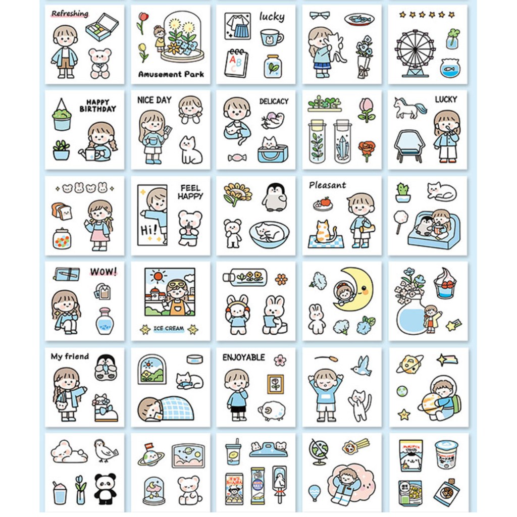 [Bisa COD] STIKER TUMBLR AESTHETIC SET/ Stiker Pack Aesthetic /Stiker Hp Laptop/ Sticker Tumblr 1PCS-Happyday  Blue