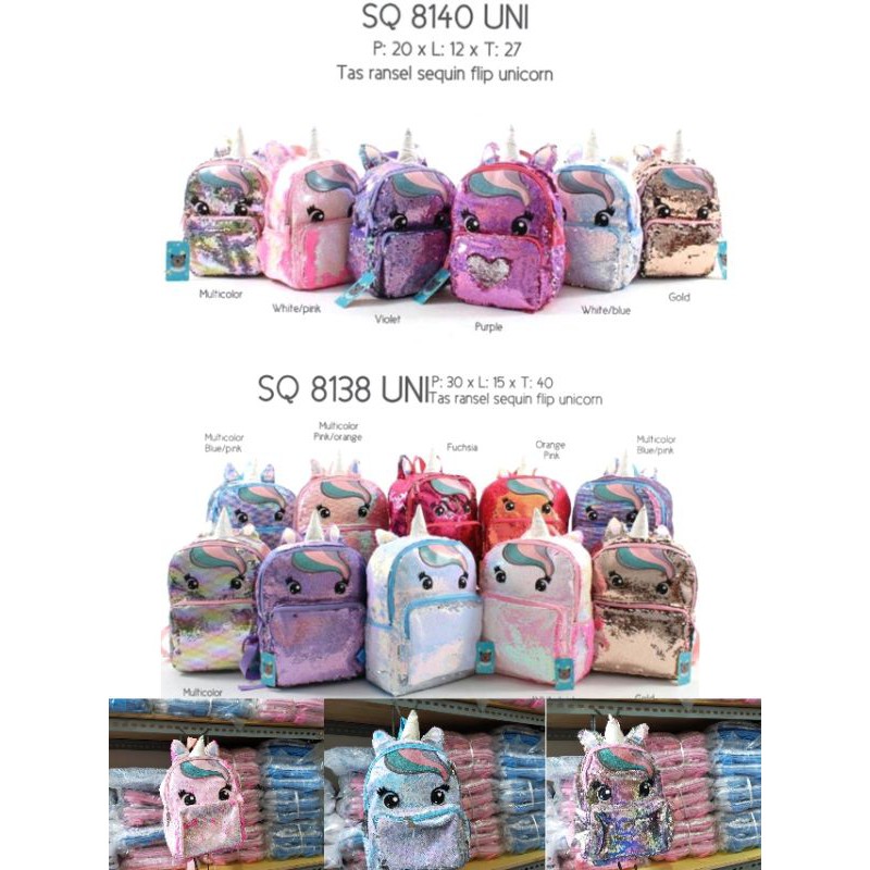 Tas ransel usap unicorn sequin