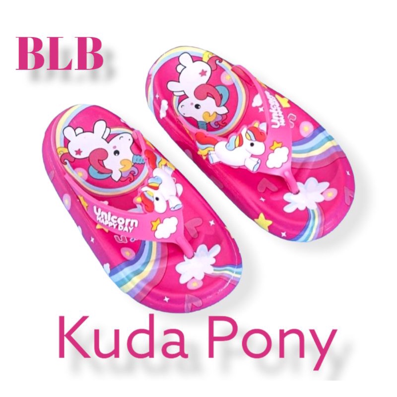 Sandal jepit anak Perempuan Import Motif Kuda Pony Sandal jepit anak cewek Unicorn nyaman Terbaru