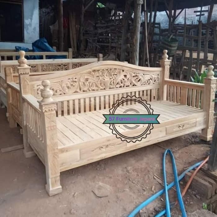 Bale bale ukir panjang - bangku lincak antik ukir Jepara