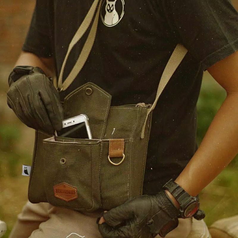 DIVINCES BAG NYANTEY SERIES/TAS SELEMPANG PRIA WANITA TAS KANVAS TAS DOMPET PRIA WANITA