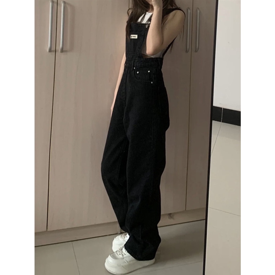 ✅COD Overall Kaki Lebar Longgar Pinggang Tinggi Gaya Korea Wanita---Celana Kodok Jeans Wanita