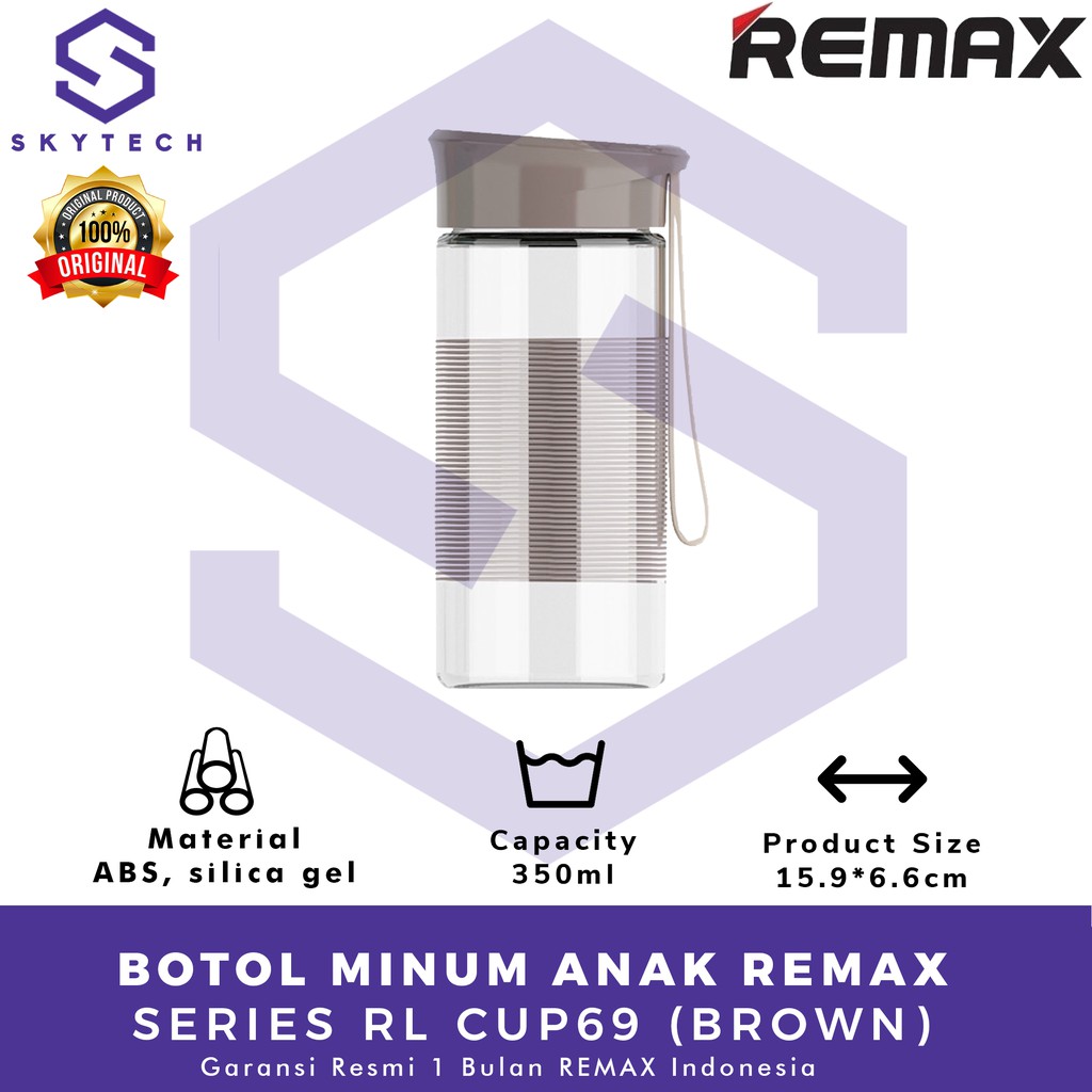 BOTOL MINUM ANAK REMAX LIFE DREAM BROWN RL CUP69 ORIGINAL GARANSI RESMI