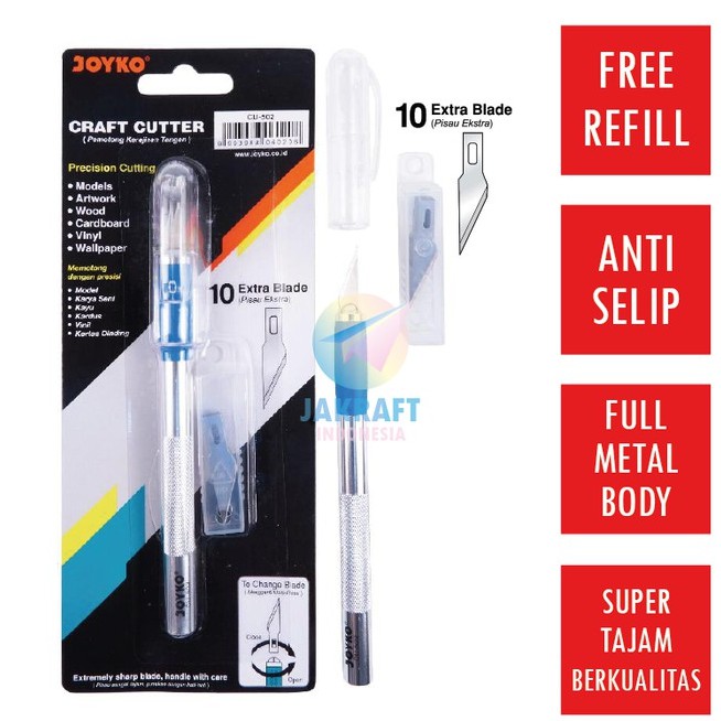 

Pen Cutter SSDI 0491 Art Knife Pen Cutter SET JOyKO CU-502 Metal + Bonus Refil 10 Blade