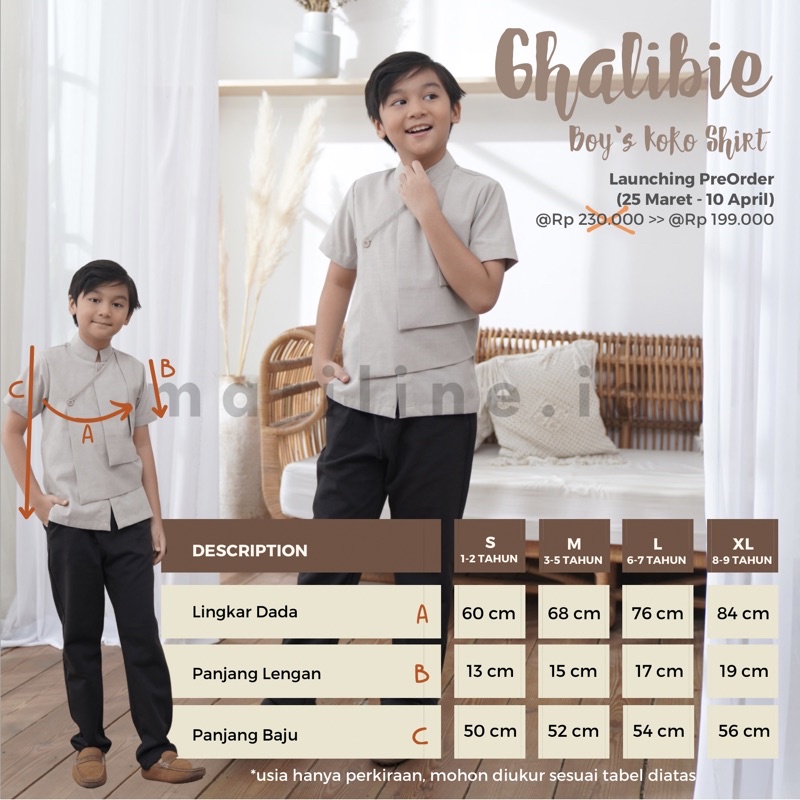 LITTLE MARILINE GHALIBIE Boy's Koko Shirt  - Kemeja Koko Anak Laki Laki